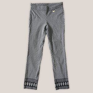 Rafaella Comfort Pants in White and Black Diamond Pattern